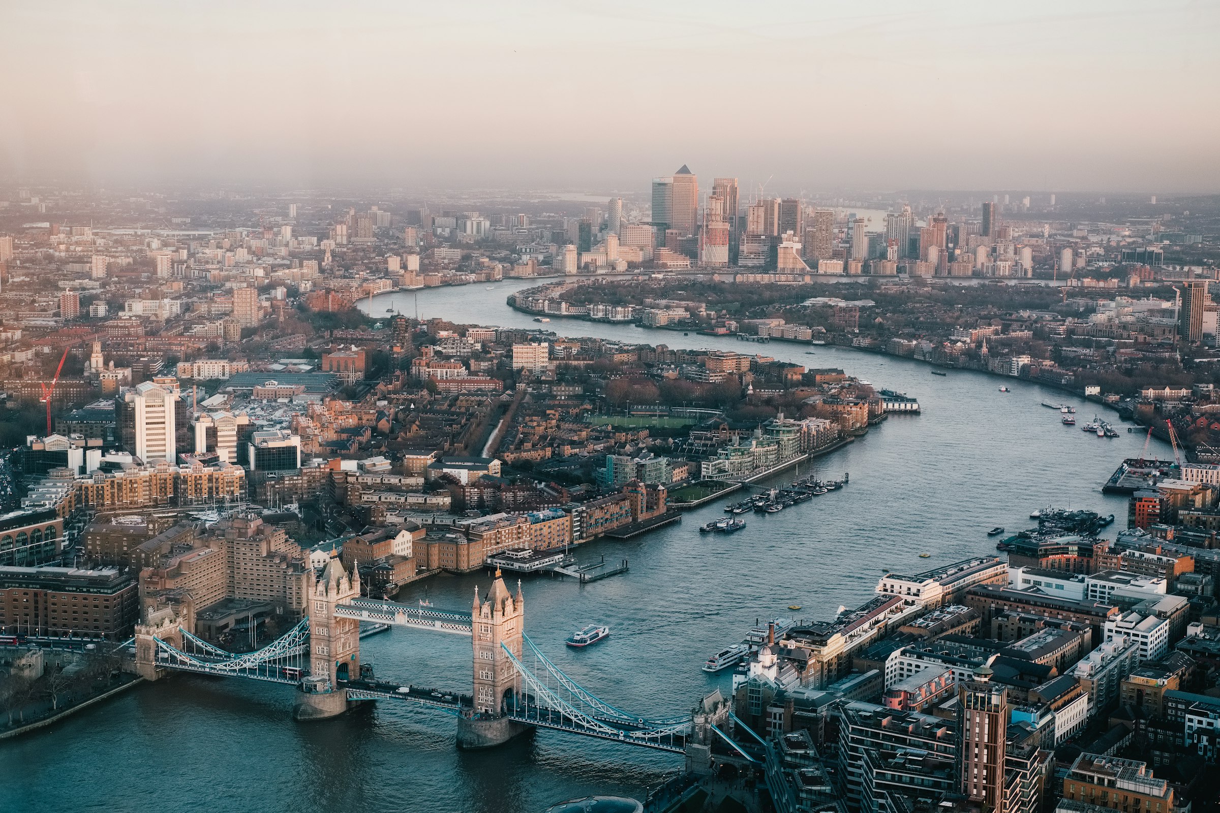London seen from above at dusk